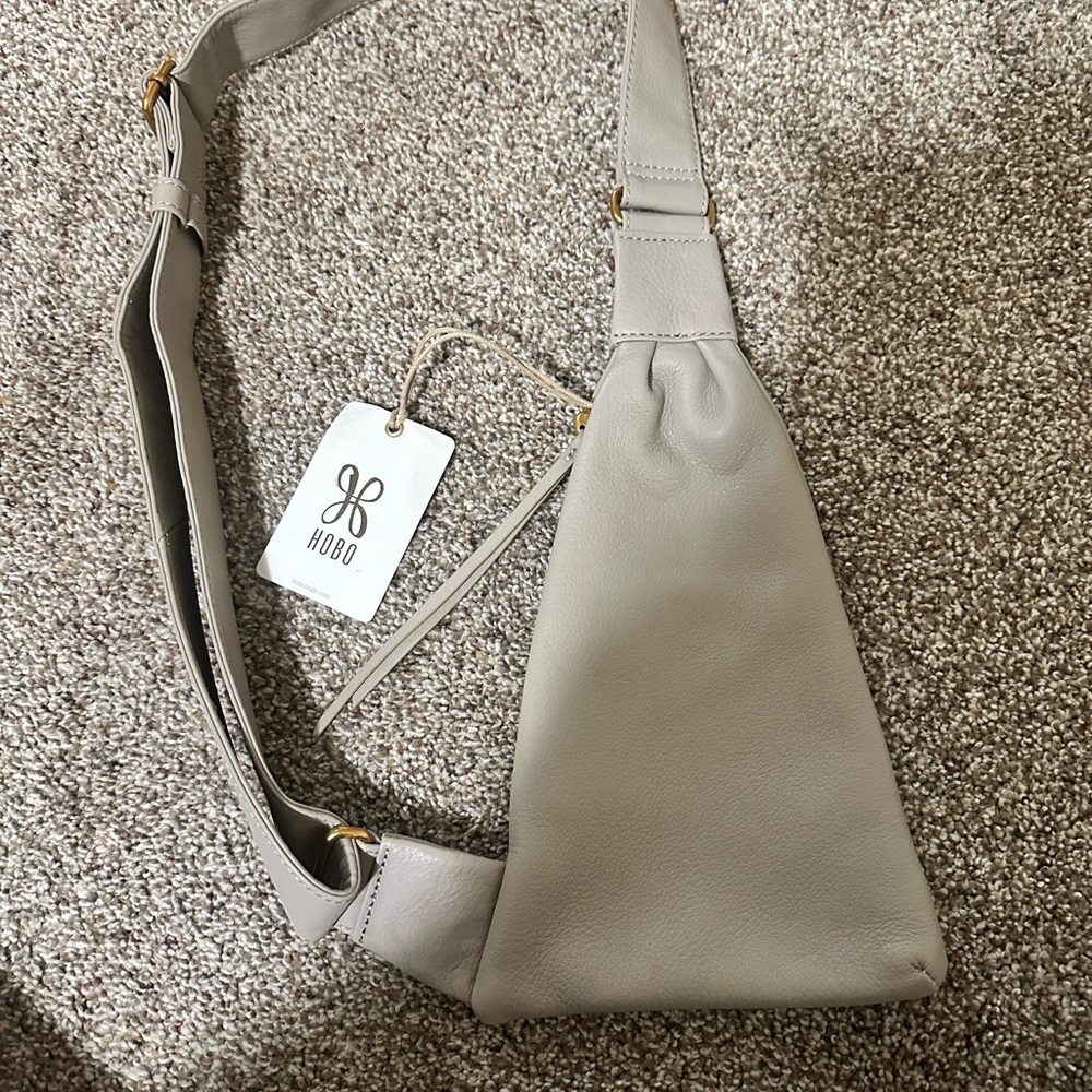HOBO Light Gray Leather Hobo Bag